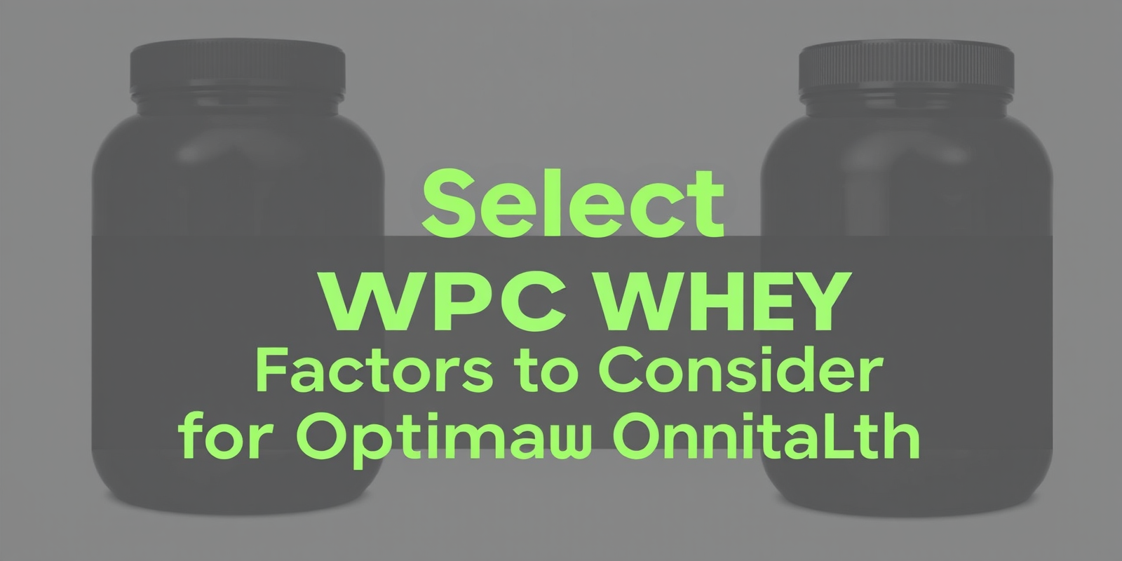 Choosing Select WPC Whey: Factors to Consider for Optimal Health