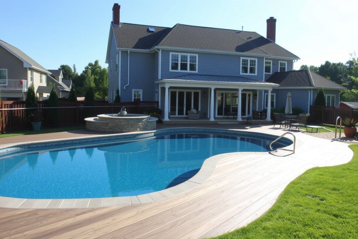 composite decking around a pool