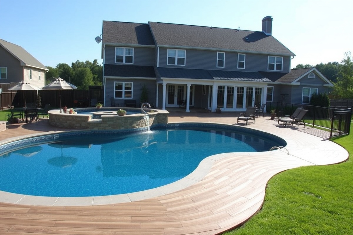 composite decking around inground pool
