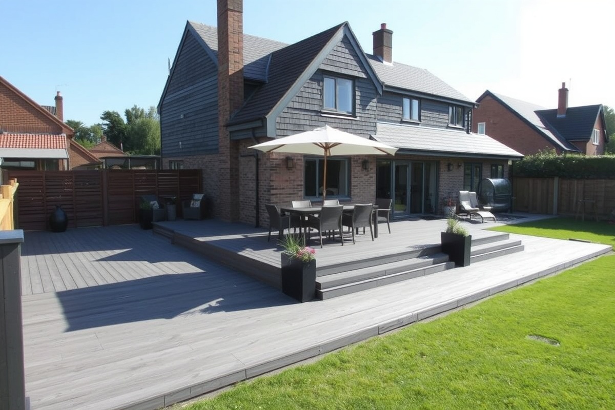 composite decking in grey