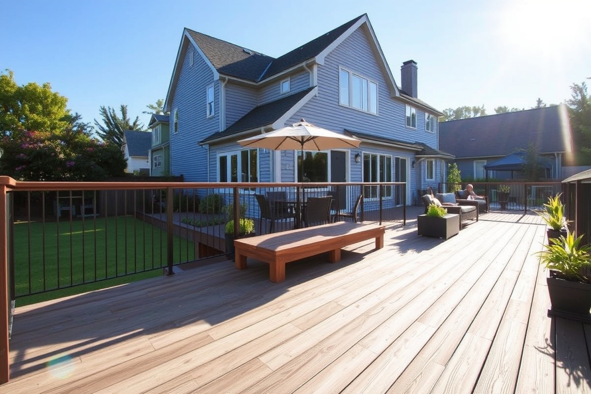 composite decking in the sun