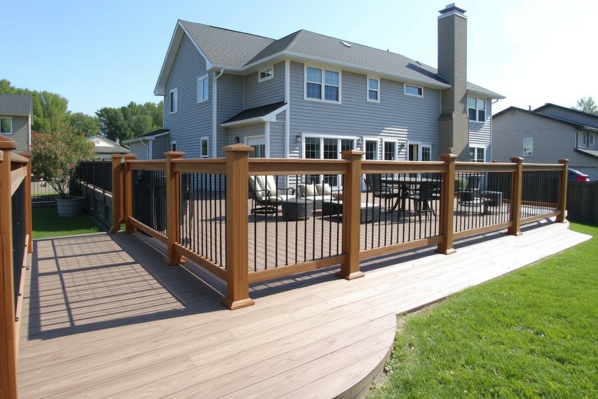 composite decking with wood railing